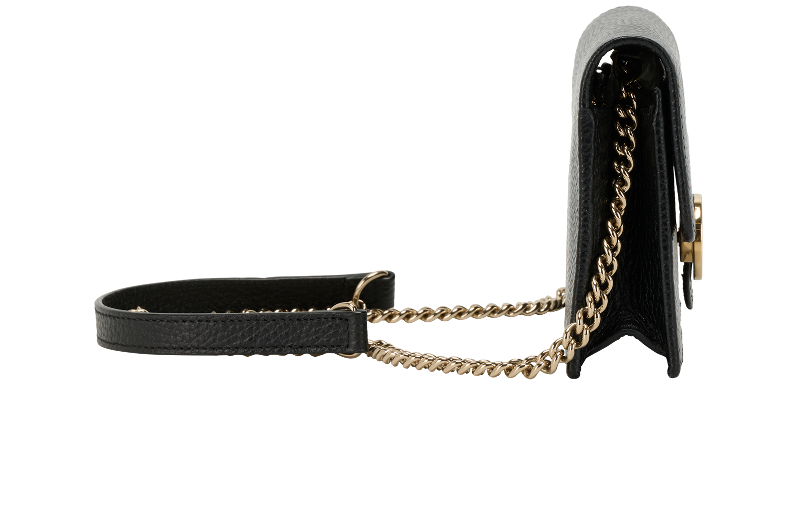 Interlocking G Wallet On Chain, &pound;495, Handbags, Black, Leather, Side view